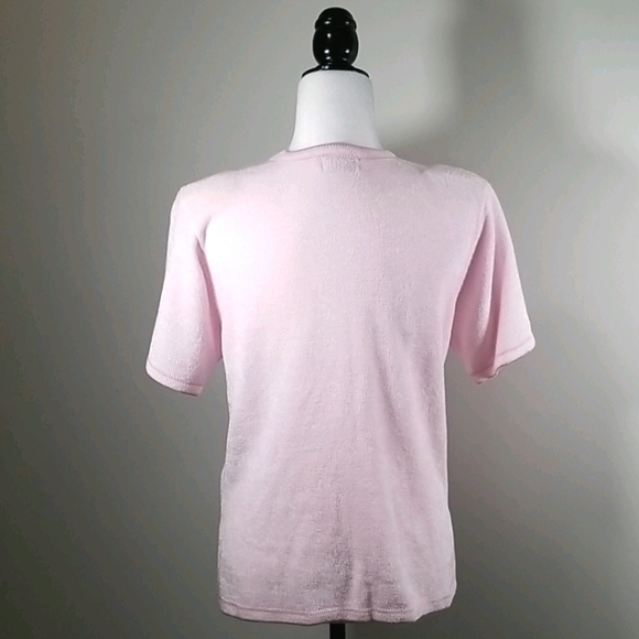 Moffi International Pink Knit Short Sleeve Sweater - Picture 6 of 9